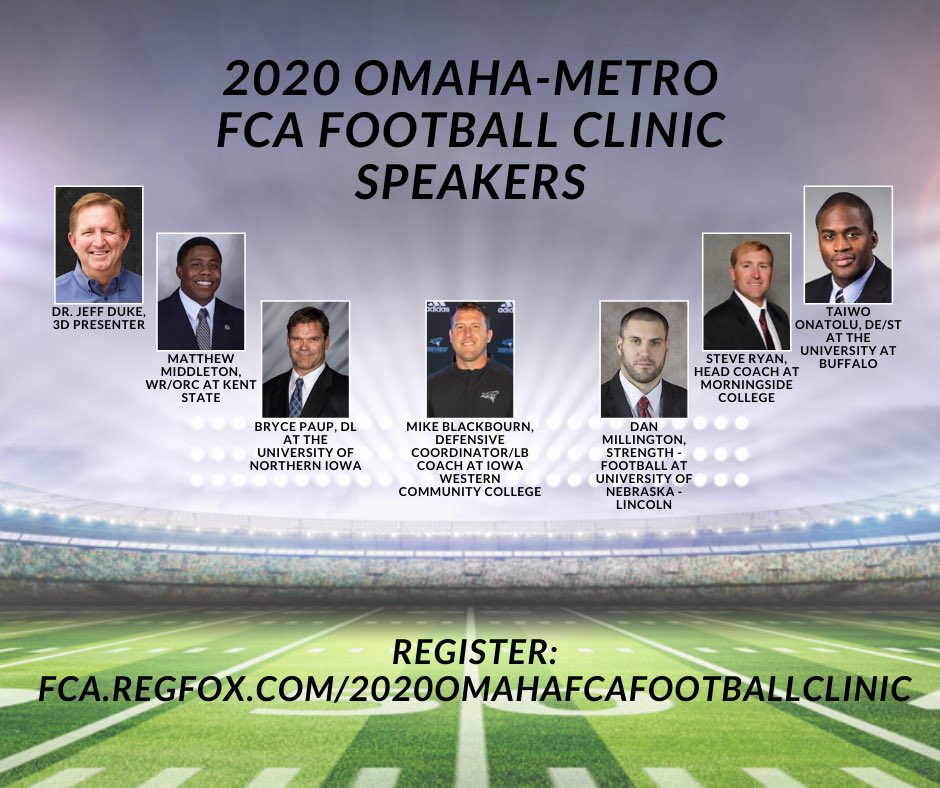 FCANebraska's tweet photo. The 3rd Annual Omaha-Metro Football Coaches Clinic is this Saturday, February 15th.

We are stoked for the lineup of speakers and college coaches who will be there to invest in local coaches!

Register today: https://t.co/ZCC8HuKL64 https://t.co/dqkOziBZ6p