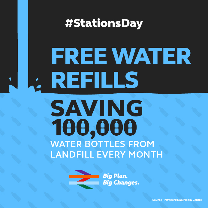networkrail's tweet image. Did you know❓

🚰 Free drinking water fountains at railway stations are saving over 100,000 single-use water bottles from landfill every month!  

@RailDeliveryGrp #HydrationStation #WaterFountain