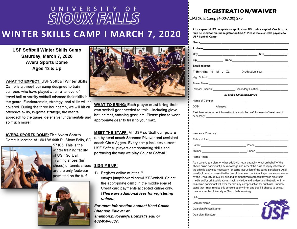 What better way to kick off your week than registering for our Winter Skills and Winter Pitching/Catching Camps! Come kick-start your spring season with a day of fundamentals and fun! All the info and registration is here: camps.jumpforward.com/USFSoftball! #SCR17TY2020