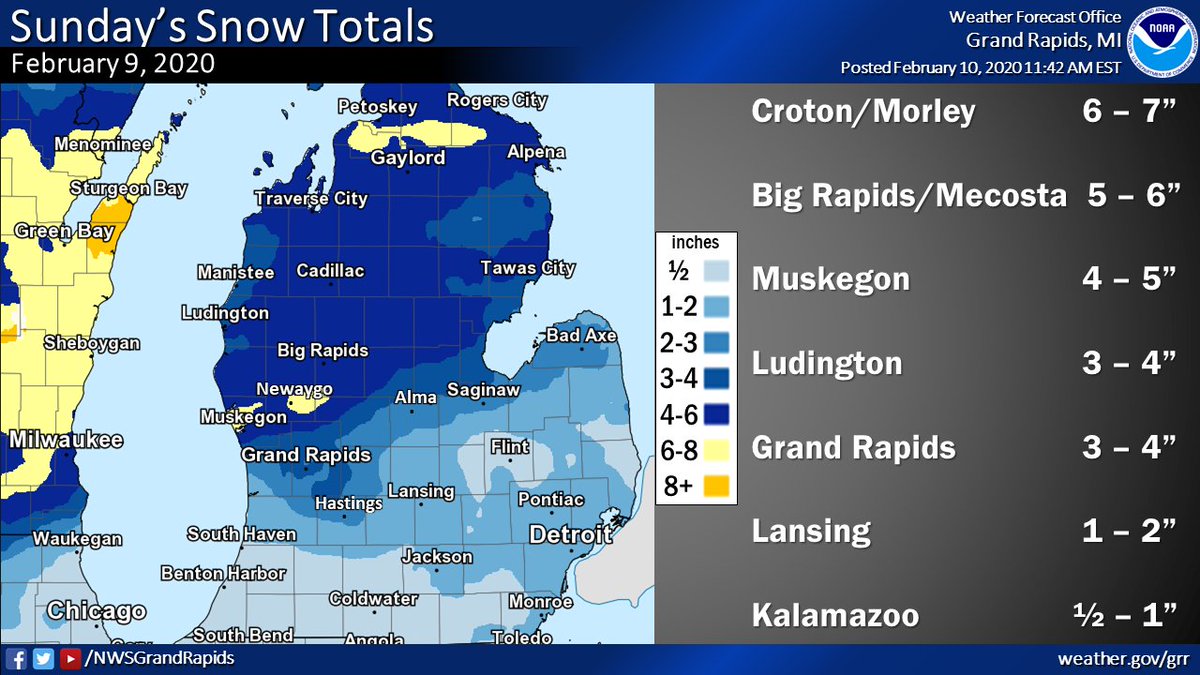 Moderate to heavy snow Sunday afternoon in West/Central Michigan