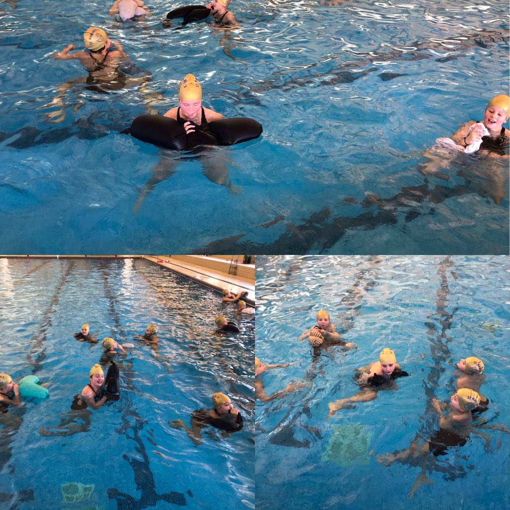 StMargs_Sport's tweet photo. The @StMargs_Year6 loved learning new personal survival skills today in the pool. Who knew wearing PJ’s in the water and blowing them up was so much fun! @StMargaretsPrep #StMargsSwimming https://t.co/UrUMZFyToA