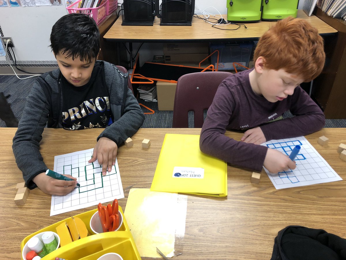 BorchardtQuest's tweet photo. 2nd graders discovered the 12 pantomime pieces by testing all the ways you can combine 5 cubes. The rules were:
1) they must share a side not a corner 
2) no flips or rotations are accepted #FISDQUEST #Borchardtexpertlearners https://t.co/rRqAz0PIqb