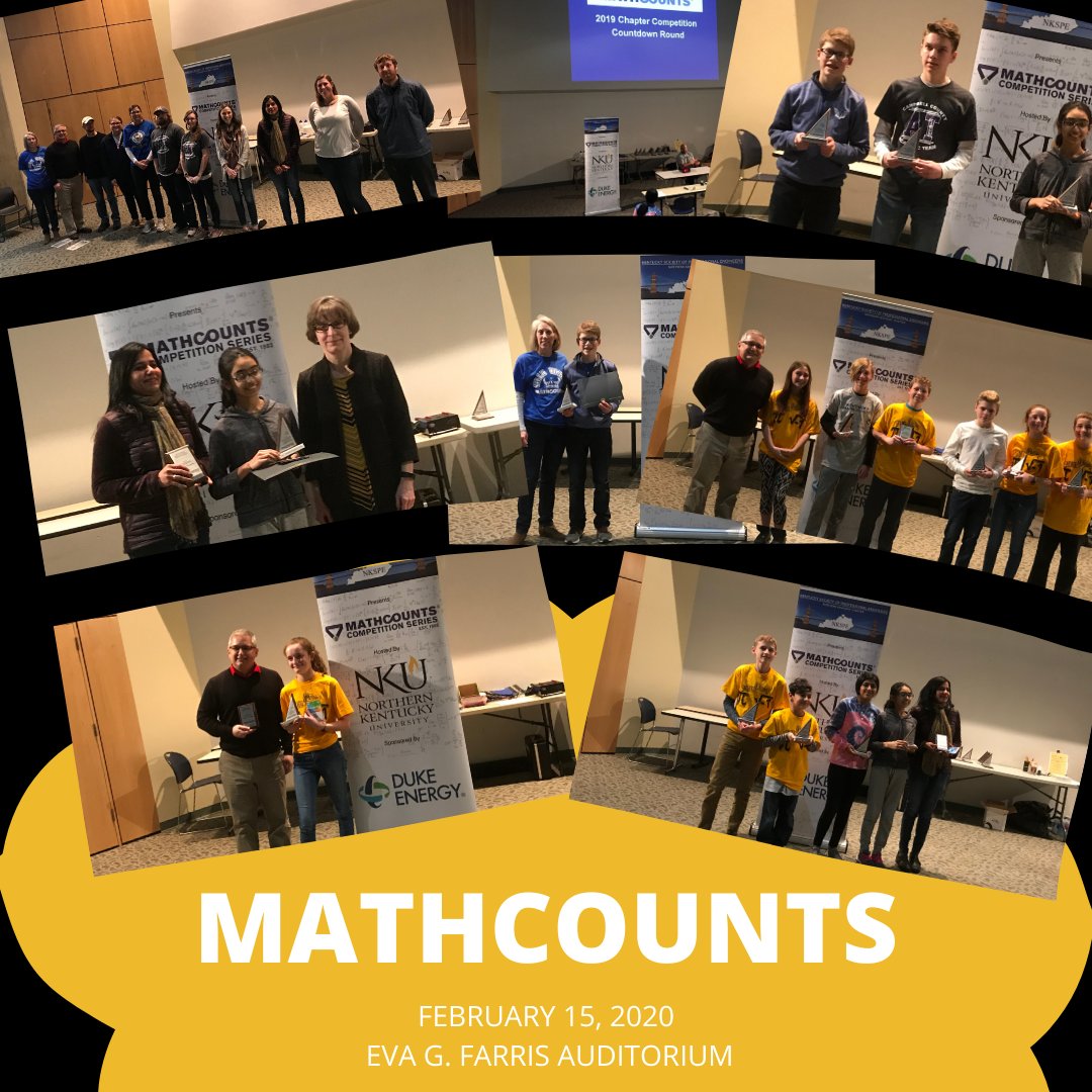 NKUArtSci's tweet photo. MATHCOUNTS Competition

When: Saturday, February 15th from 9 a.m. - 2 p.m.
Registration: 8 a.m.
Where Eva G. Farris Auditorium
Who: 6th, 7th, &amp; 8th grade students 

#NKU #CAS #ArtsandSciences #Mathematics #MATHCOUNTS #MATHCOUNTS2020 https://t.co/wz2mF1R9Bw