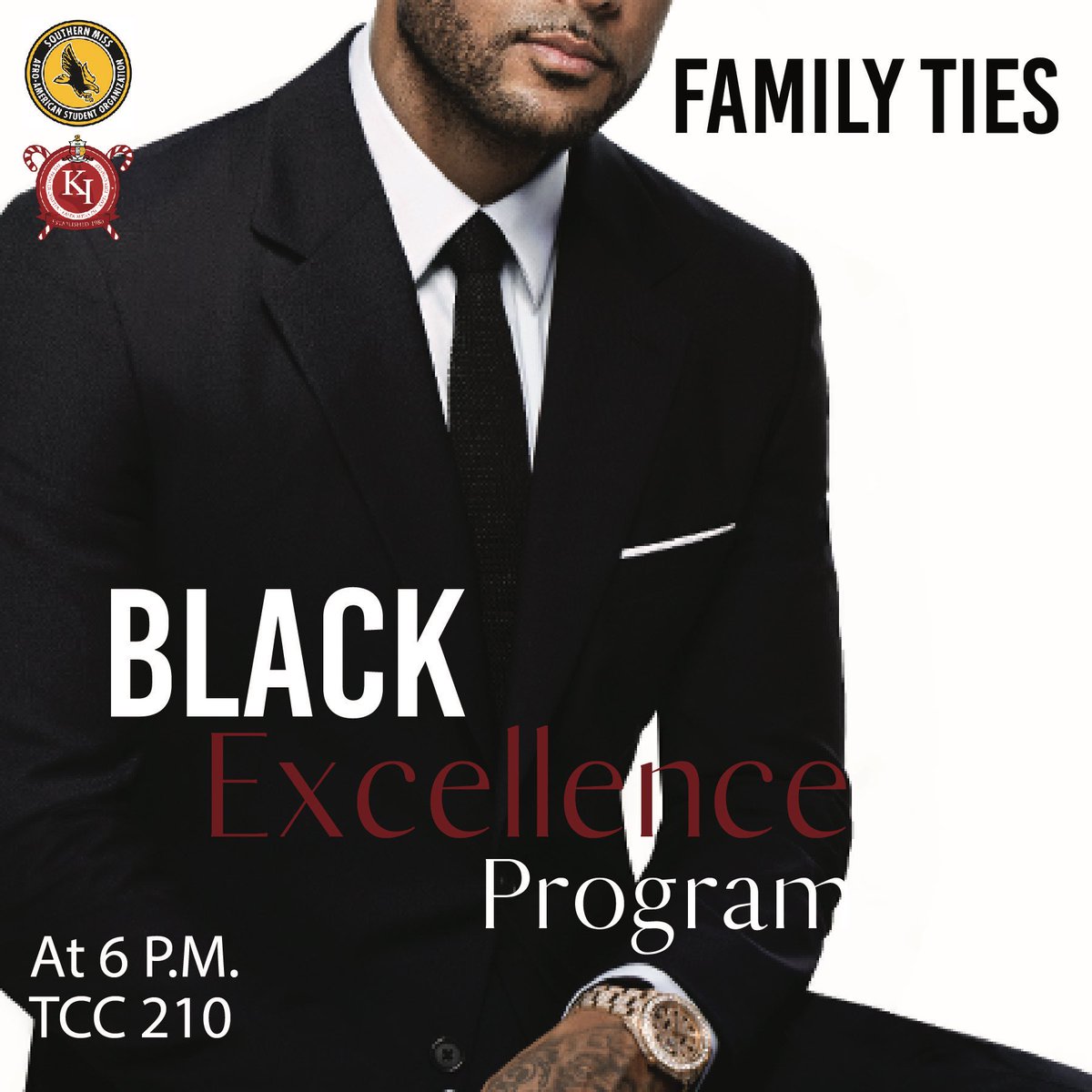 Come Join The Kappa Iota Chapter of Kappa Alpha Psi Fraternity, Inc. and AASO For a Black Excellence Program “Family Ties” tonight at 6 PM, in TCC 210 See You There ! #KappaWeek2020