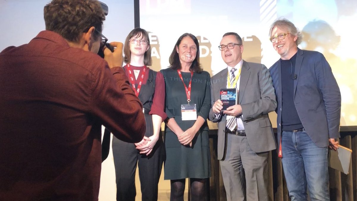 GlynMorrisFD's tweet photo. Paul Hunt collecting an award on behalf of @HiggsandSons for People and Engagement - what better award could there be? #LPMSouth Thank you @LPMmag @thomsonreuters @fredsirieix1 https://t.co/3bcfxJHiOZ
