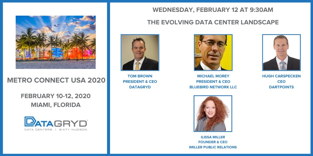 NyInterxchange's tweet photo. This Wednesday, 2/12, at 9:30AM, #DataGryd President & CEO Tom Brown will take the stage at #MetroConnectUSA with @IND_DCA members @Bluebird_Net & @iMillerPR as well as @DartPoints to discuss "The Evolving #DataCenter Landscape." To meet with Tom, visit https://t.co/6npsiFxIvw. https://t.co/3mKM0QepN4
