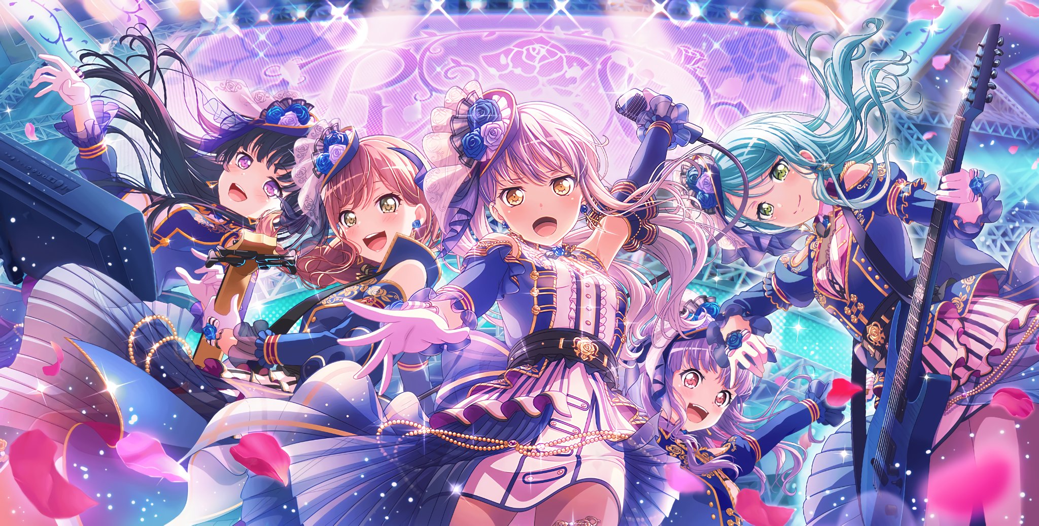 Elizabeth 絵が下手 Soo Anyways I Tried Making A Roselia Wallpaper With The New Cards Idk If Anyone Has Done It Yet Enjoy Tho Uwu I Ve Put Them