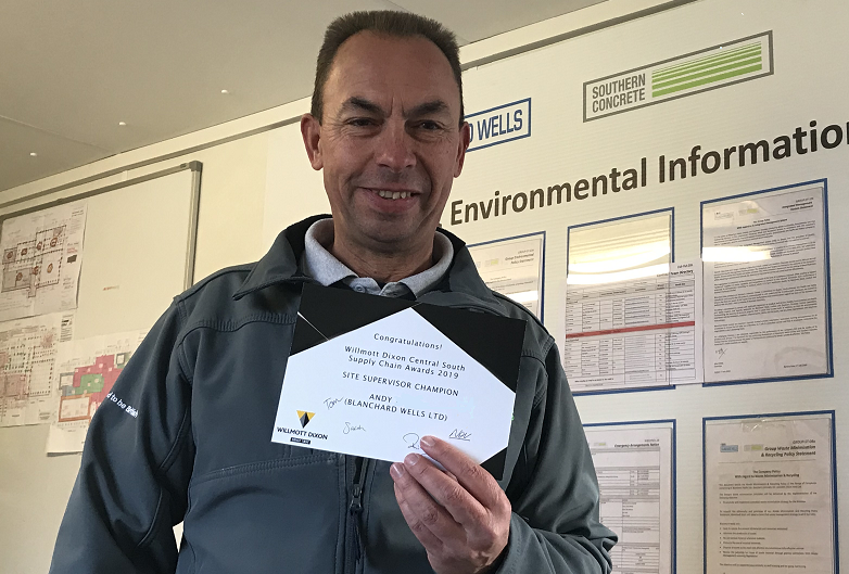 BlanchardWells's tweet photo. Congratulations go out to Andy from our Winchester Wilmott Dixon site, Andy is the recipient of:

Wilmott Dixon Central South Supply Chain Awards 2019
Site Supervisor Champion 

Very well deserved Andy. https://t.co/jPPB6WfBlS