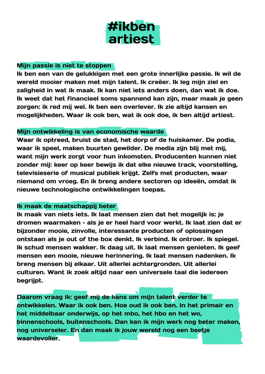Het manifest  #ikbenartiest
