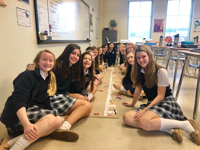 PinecrestAcadem's tweet photo. Mrs. Metts' 8th grade girls Religion class is having fun making a timeline of the first 1,000 years of Church history. Good thing there's plenty of floor space! :)
#churchhistory #history #religionclass https://t.co/q97vcXDpsw