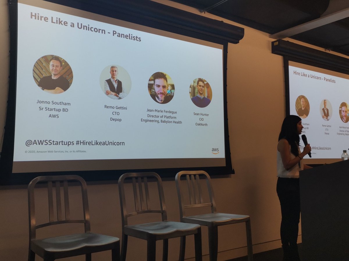 Today we're at the <a href="/AWSstartups/">AWS Startups</a> office for the #HireLikeaUnicorn event where <a href="/jmferdegue/">JeanMarie</a> will be part of the panel about hiring for startups! #AWS