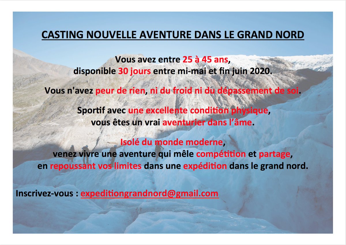 N’hésitez pas à partager #casting #aventure #aventurier #competition #nature #expedition #sport #sportif #tv #bivouac #montagne