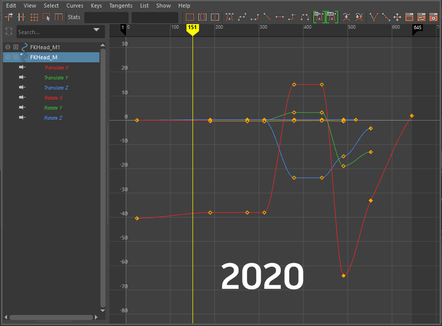 smedryx's tweet image. One of the big complaints we had about the modern graph editor was that the key size was too big. We&apos;ve adjusted the key size to be smaller by default in #Maya2020. #decodingmaya #gamedev #maya3d #animation
