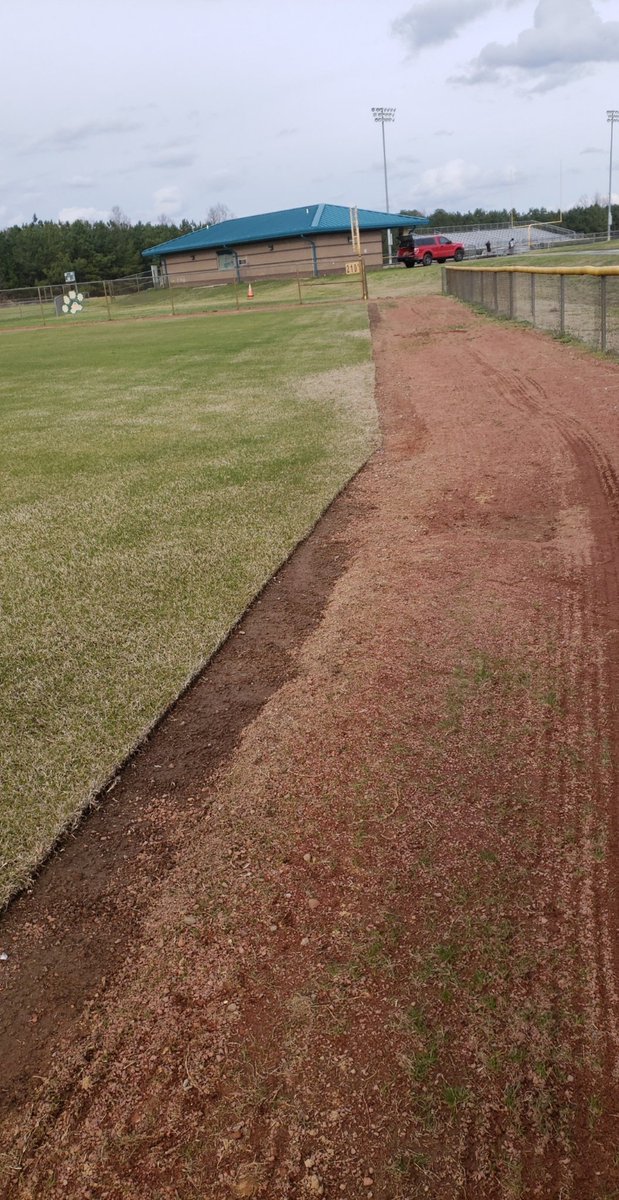 CoachKTudor's tweet photo. Lil work today removing excess sod around the field, getting ready for the start of our 2020 softball season Wednesday! #beforeandafter #wjhssoftball2020 #year10 https://t.co/XMQtkU10Eo
