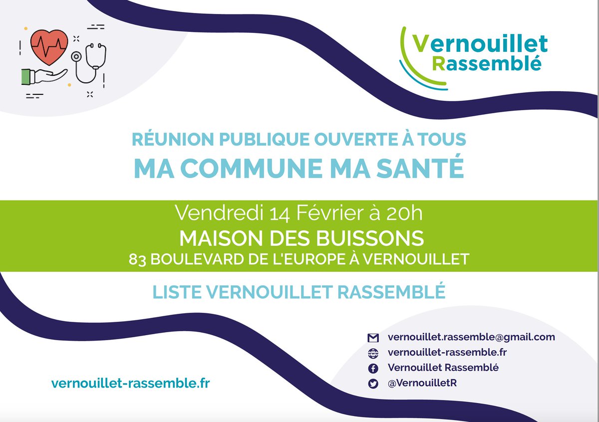 Vendredi 14 février venez nombreux échanger avec toute l'équipe de <a href="/LopezJollivet/">M.-H. Lopez-Jollivet</a> autour du thème de la santé ! 
#sante #Vernouillet #electionsmunicipales2020