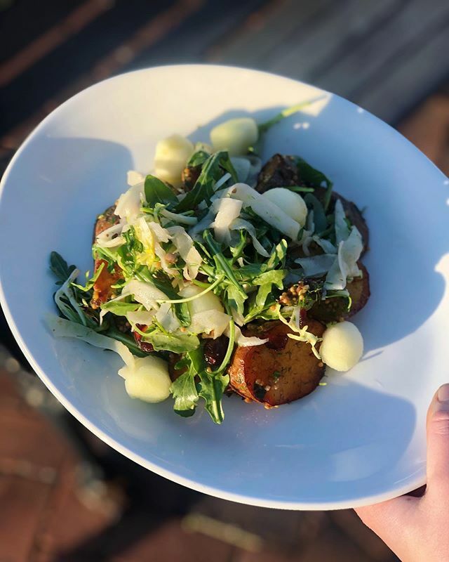 You say potato, we say sweet potato 🍠 Our newest addition to the dinner menu is a roasted fingerling sweet potato salad with arugula, dried cranberries, dill, shaved fennel, pickled mustard seeds, pecans, and an apple cider vinaigrette. Yum! .
.
.
.
.
.
.
.
.
#republic #tako…