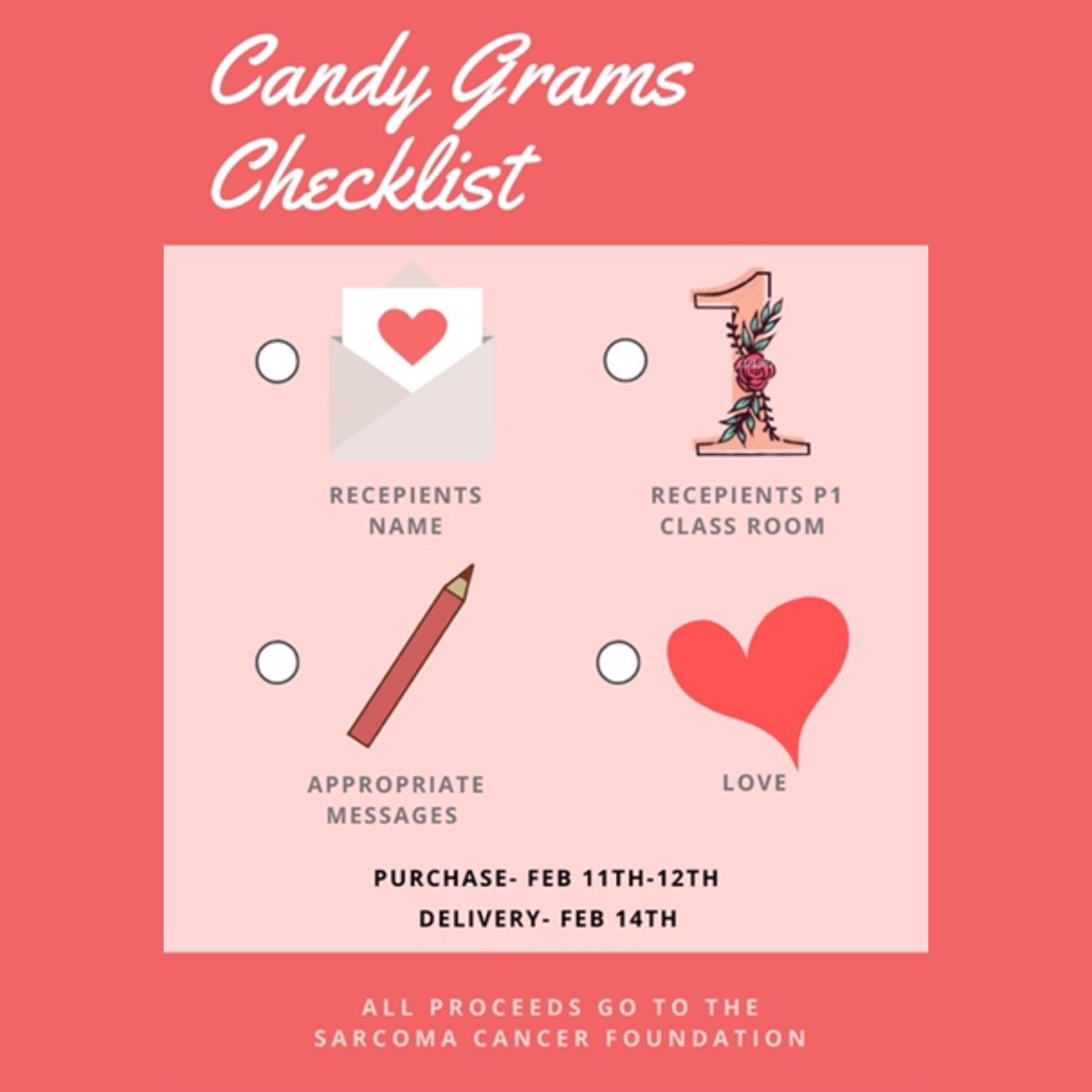 A quick checklist for the candy grams 💘🌹 #hblove #saclove