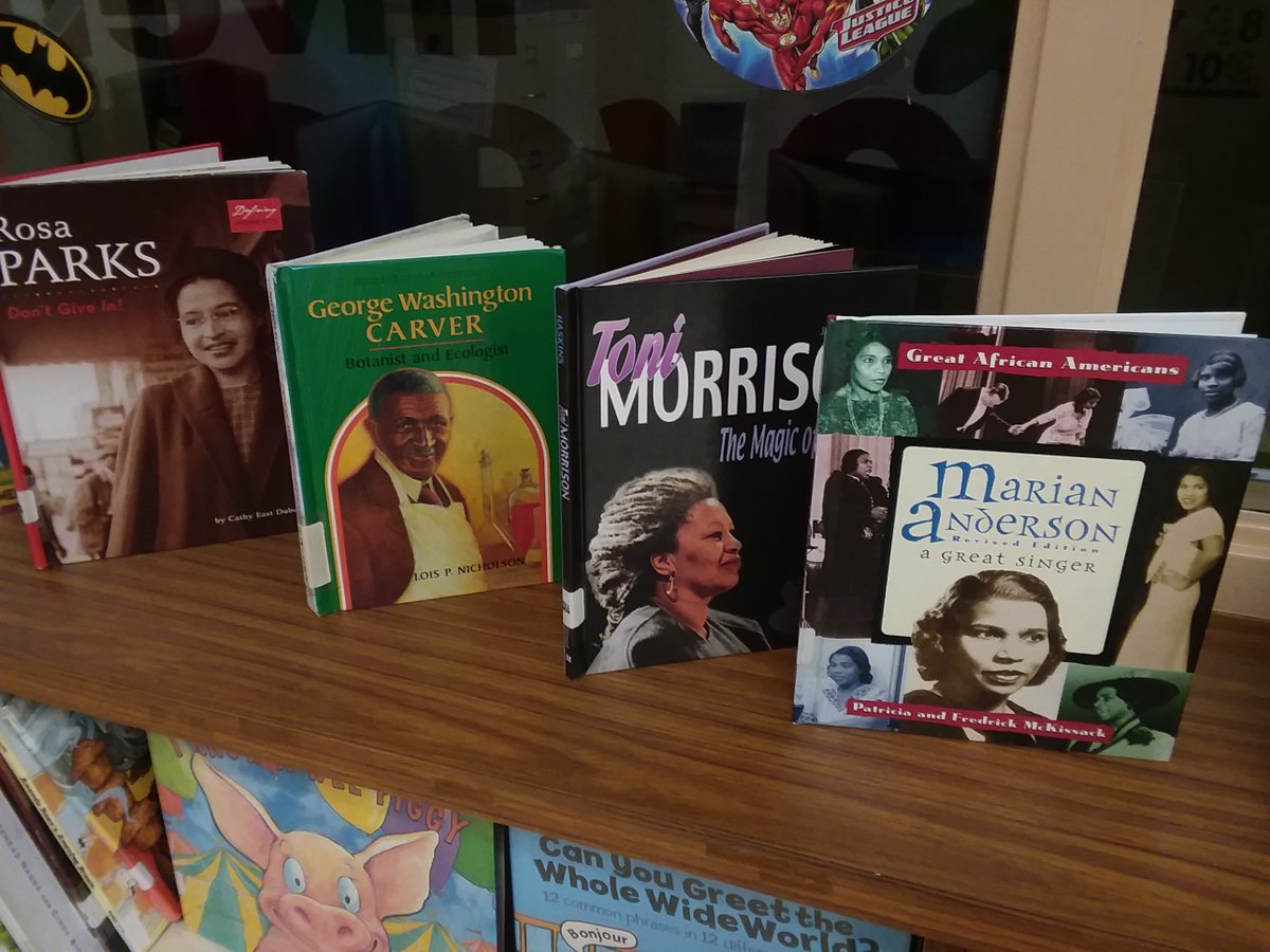 Many great biographies of African Americans who faced incredible adversity and forged amazing life adventures found in our book display at the Rodgers Forge library media center! #RFES #BlackHistoryMonthMoments <a href="/missyfanshaw/">Missy Fanshaw</a>