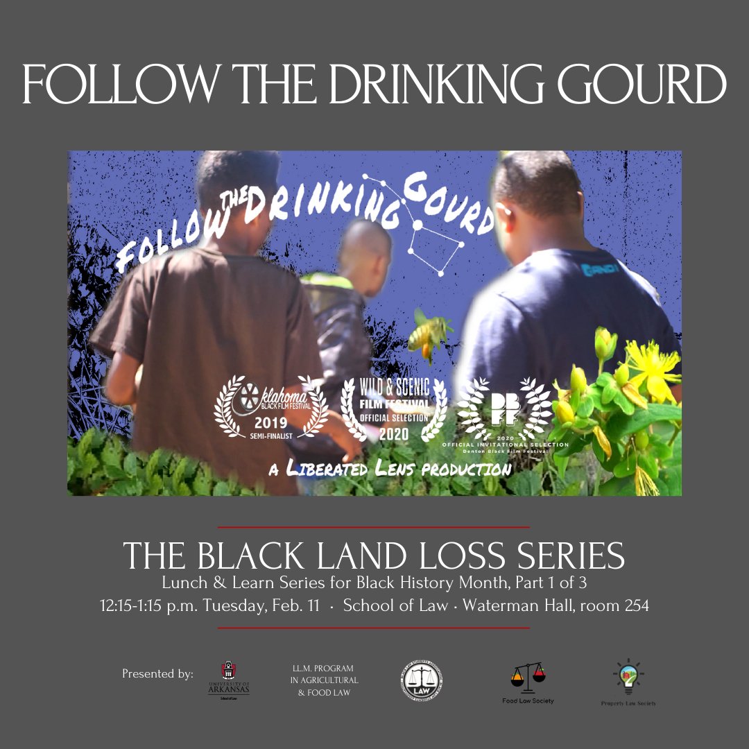 agfoodlaw's tweet photo. Tomorrow we're kicking off our #BlackLandLoss series with a special screening of "Follow the Drinking Gourd" doc on the Black food justice movement. Directed by #LLMprogram student @shirahdedman #BlackHistory2020 #FollowtheDG https://t.co/xAD4WLLy03