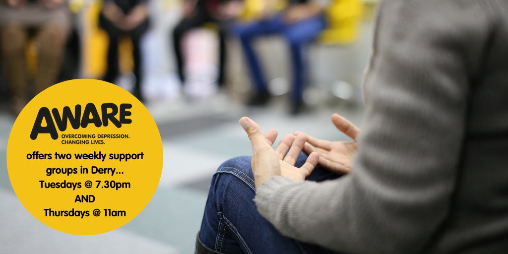 AWARE runs support groups in Derry for people struggling with depression, bipolar disorder, and anxiety. They provide a welcoming environment and an opportunity to meet others in a similar position. They are free and strictly confidential.  
For more info: aware-ni.org/how-we-can-hel…