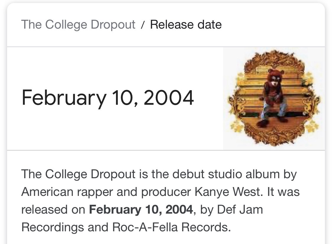 KanyeUpdated's tweet photo. 16 years ago today Kanye invented music https://t.co/zgaaBufdCh