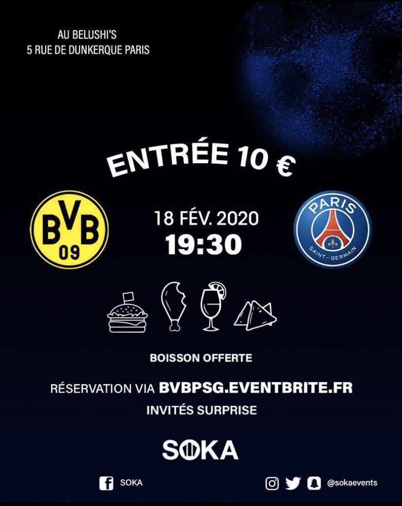SokaEvents's tweet photo. J-8 avant le grand match, prenez vos places via https://t.co/02Fi1CqDS2 🔥🔥
#PSG #TeamPSG #UCL #SOKA #EVENT https://t.co/yvfVIldg0Z
