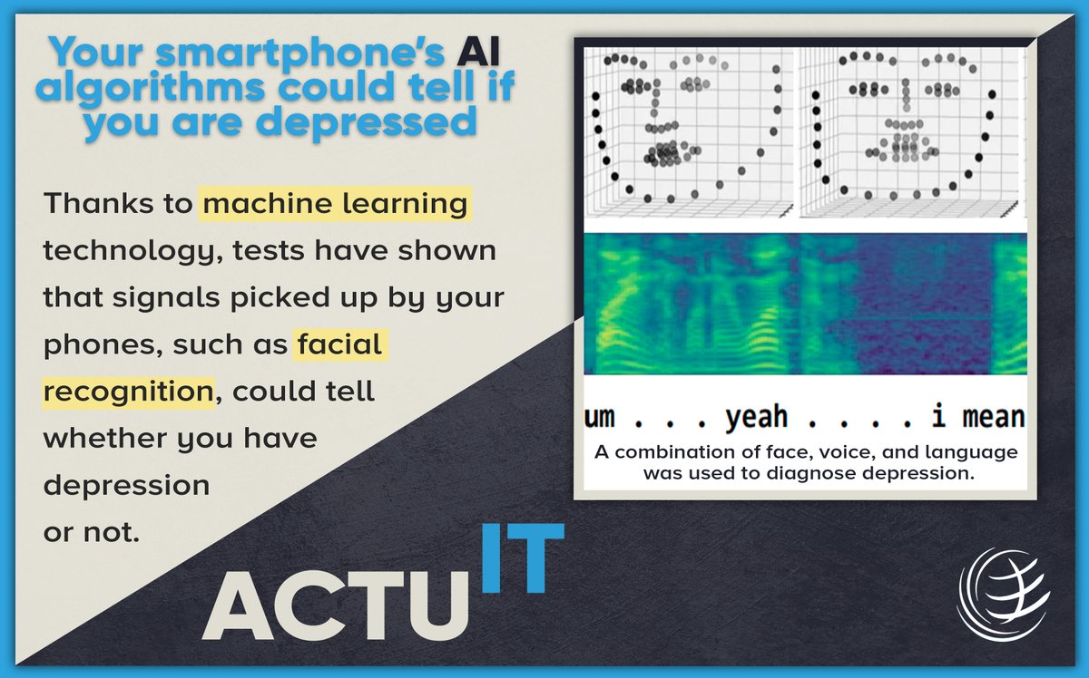 ENSI_JE's tweet photo. Did you know that around two-thirds of all cases of depression in the US are undiagnosed ?
AI CAN now detect depression.

#ENSI_Junior_Entreprise
#AlwaysStrivingForGreatness
#ArtificialInteligence #depression 
#MachineLearning #FacialRecognition 
#Algorithms #diagnosis https://t.co/TpP6rQnpcw