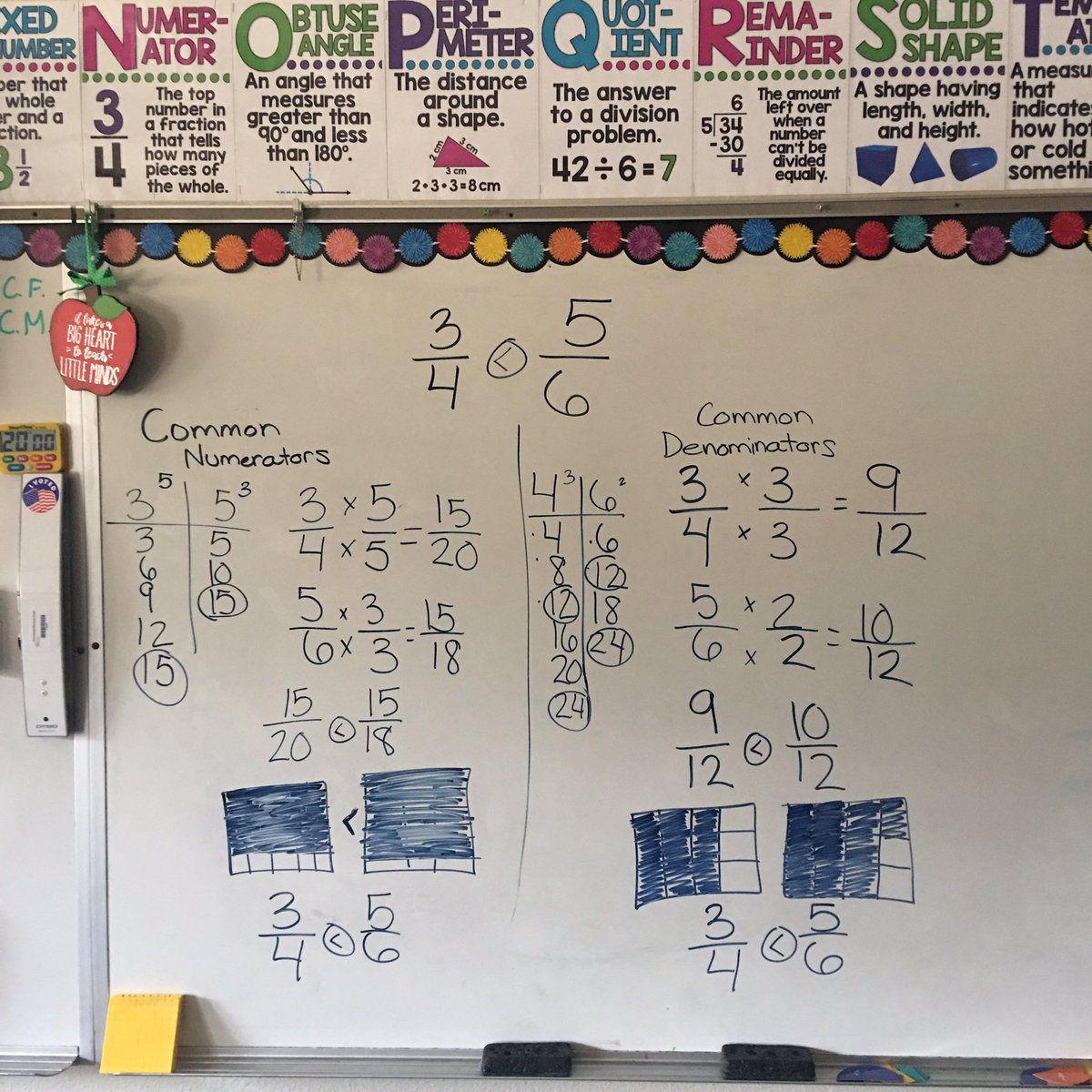 MsSimpsonClass's tweet photo. “Whoa! That’s a lot of math!” 😂 The realizations they make after seeing all the steps on the board at once. #AllAboardCSE #everychildeveryday #comparingfractions #commonnumerators #commondenominators https://t.co/iEic5TeN6e
