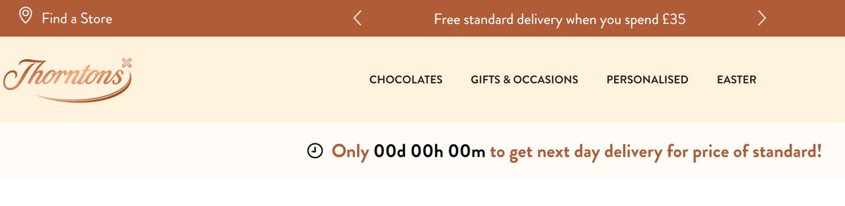 92. Homepage UX.It's worth being more careful of the order elements load on your homepage, as it's often p1 of a user journey.Eg - Thorntons, the timer hangs on '00:00:00' until things have loaded.Eg - Ebuyer, the Cookie Preferences block any activity until further loading