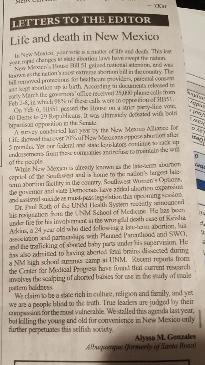 Alyssajustdoit's tweet photo. @GovMLG getting ready to reintroduce revised #abortionbill #hb51! Get ready to fight #NM! @nmgop @AbortionFreeNM @NMAlliance4Life @LiveAction #RedNM #LeadRight #trump2020 #AbortionIsMurder https://t.co/xi3Cx2ASGH