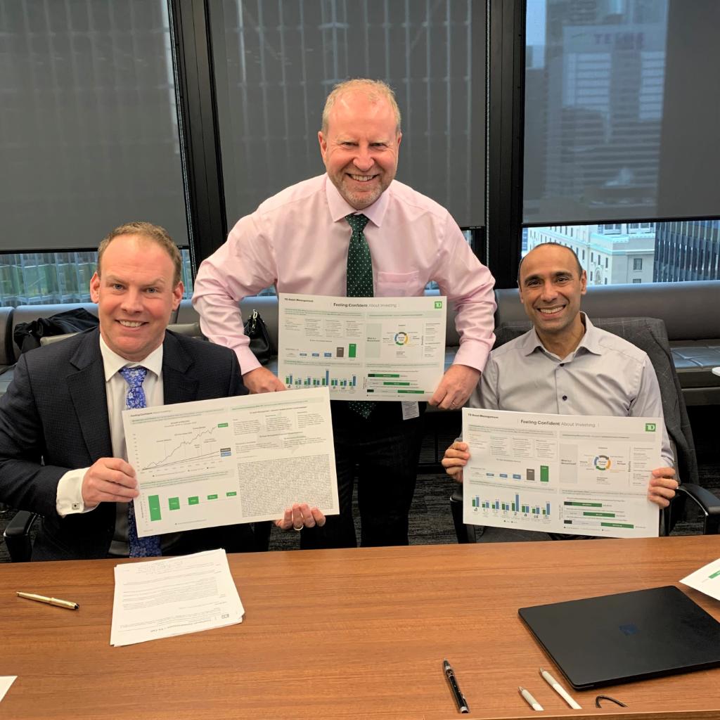 Michael Craig, Managing Director TDAM, @AndrewP_TD, EVP Branch Banking, &amp; <a href="/MushtakN_TD/">Mushtak Najarali</a>, SVP Personal Saving &amp; Investing gave a fantastic overview of the “Feeling Confident About Investing” Placemat on the #ConfidentConversations Advisors call. Advisors — pick up a copy in branch!