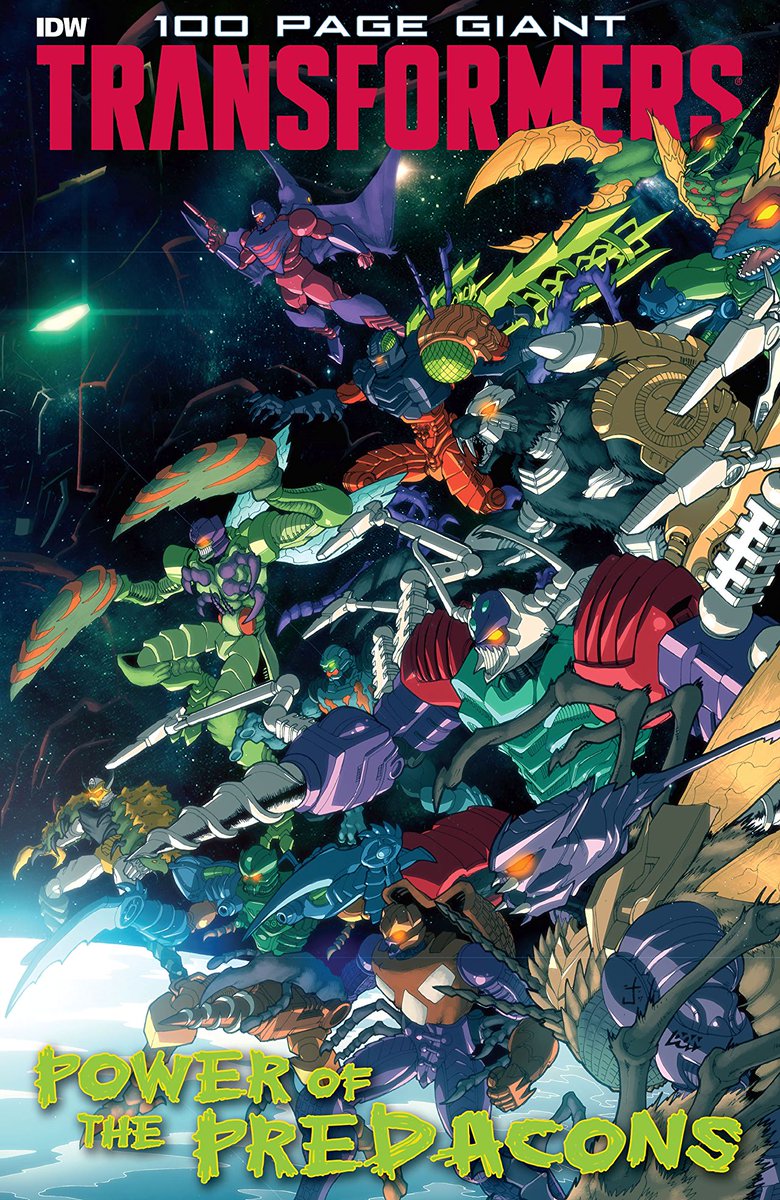 IDWPublishing's tweet photo. Prepare to be terrorized by this collection of the Predacons’ finest moments! Collecting stories from Transformers UK #135-136, Transformers UK Annual 1987, Beast Wars: The Gathering #1, and more! Pick up Transformers 100 Page Giant: Power Predacons this week! https://t.co/5GCwH0okpu