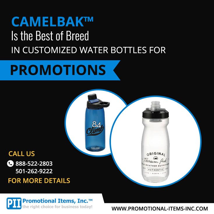 PromoPII's tweet image. Branded water bottles with the CamelBak logo assures the recipient of the finest corporate gifts being received. So give the gifts that will be remembered with your logo branded upon the water bottles! promotional-items-inc.com/camelbak.html #CustomizedCamelbak