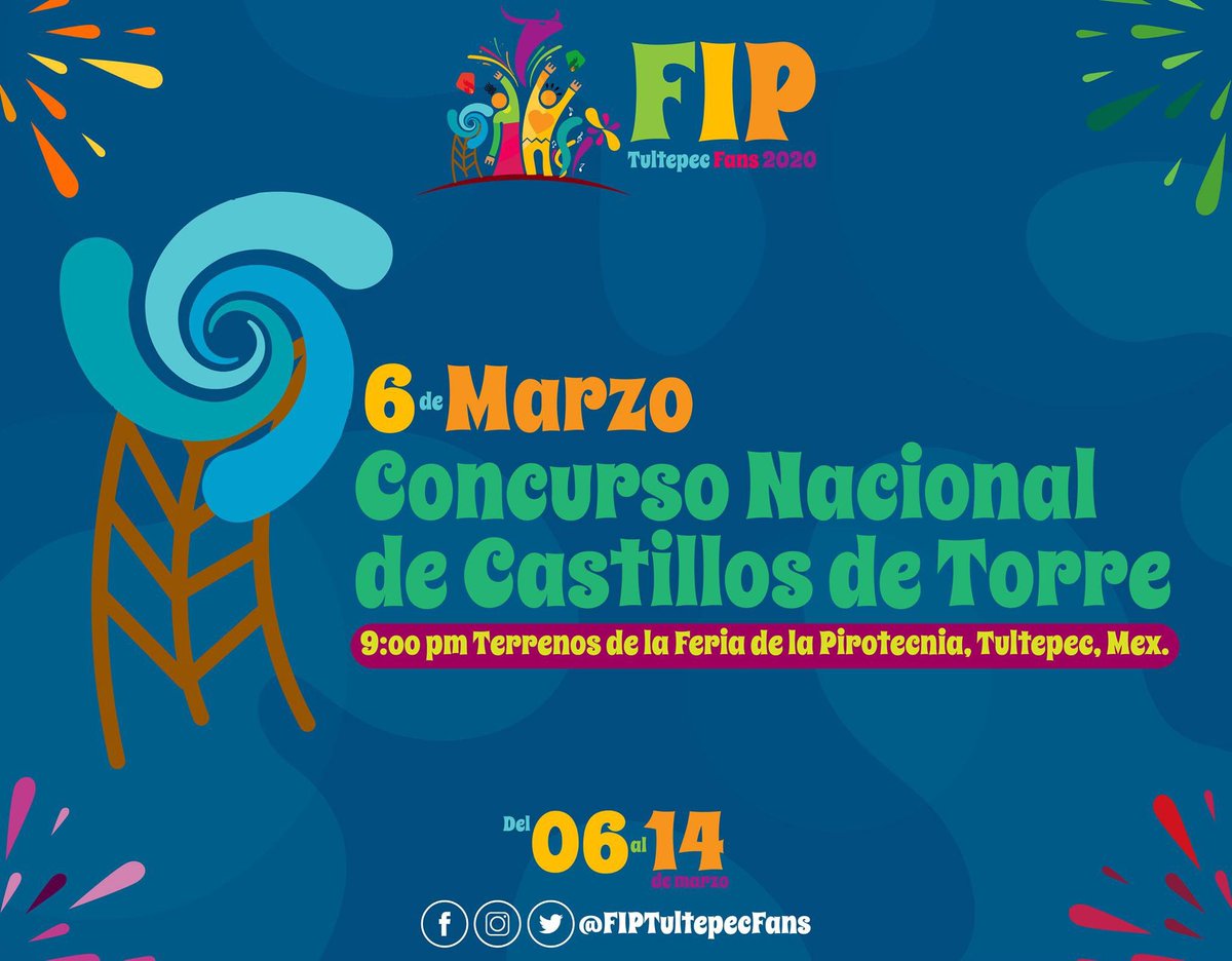 PyroWorldMX's tweet photo. 🎆FIP TULTEPEC 2020🎇
Estas son las actividades estelares (al momento) que podrás disfrutar en la edición 32 de la feria de la pirotecnia de Tultepec, con participaciónes de artesanos pirotécnicos de nuestro país y del mundo.
6 AL 14 DE MARZO #FIPFans https://t.co/RF1NzOHeUl