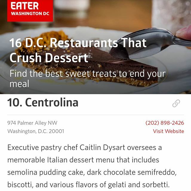 Thanks <a href="/eater_dc/">Eater DC</a> for including <a href="/centrolinadc/">Centrolina</a> as one of the top DC restaurants to crush dessert! #crushingit ift.tt/39mtU9D
