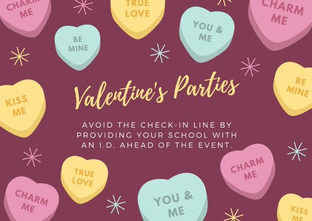 Did you know that you can stop by your school at any time to scan your I.D.? This will register you in our visitor database and will shorten your wait at highly attended events such as Valentine's parties! #wcpsleads