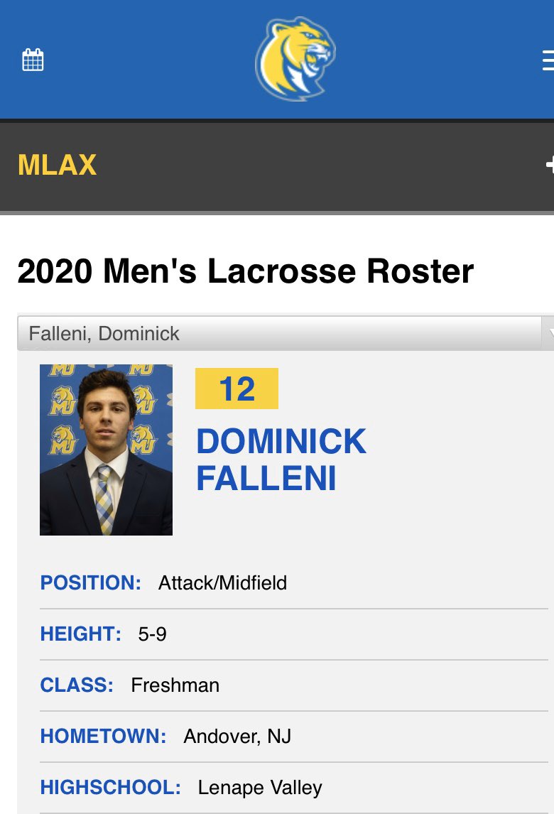 BoysLenape's tweet image. A few familiar faces in the crowd of college lacrosse these days! We got sophomore defender Jack Varian suiting up for Utica College and Freshmen attack/midfield Dominick Falleni over at Misericordia University. Best of luck to our two alumni this Spring! #LVlax #family #alumni