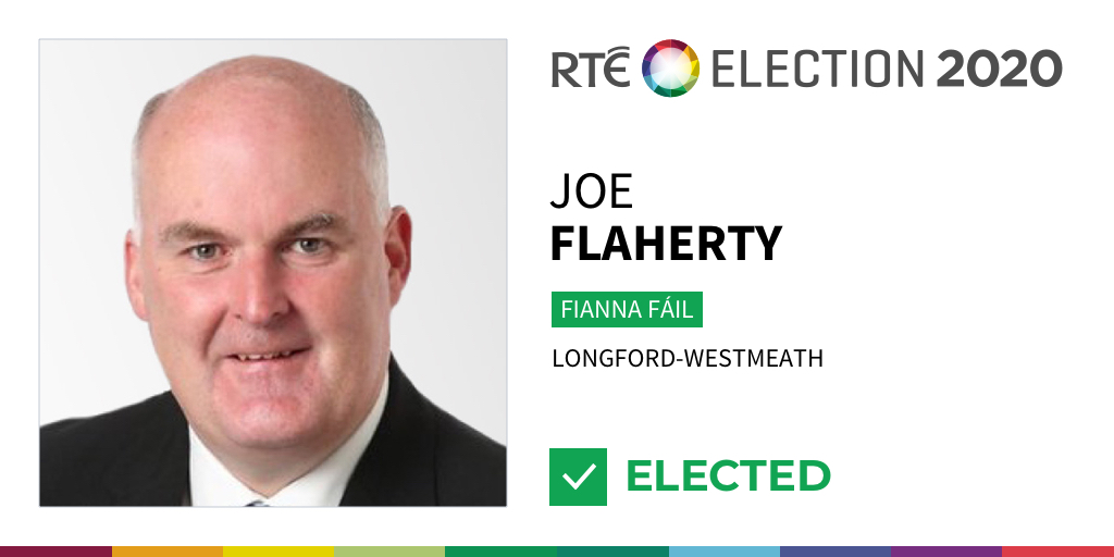 rtenews's tweet photo. Fianna Fáil's Joe Flaherty has been elected in Longford-Westmeath #GE2020 https://t.co/h3IK7Xn7MU