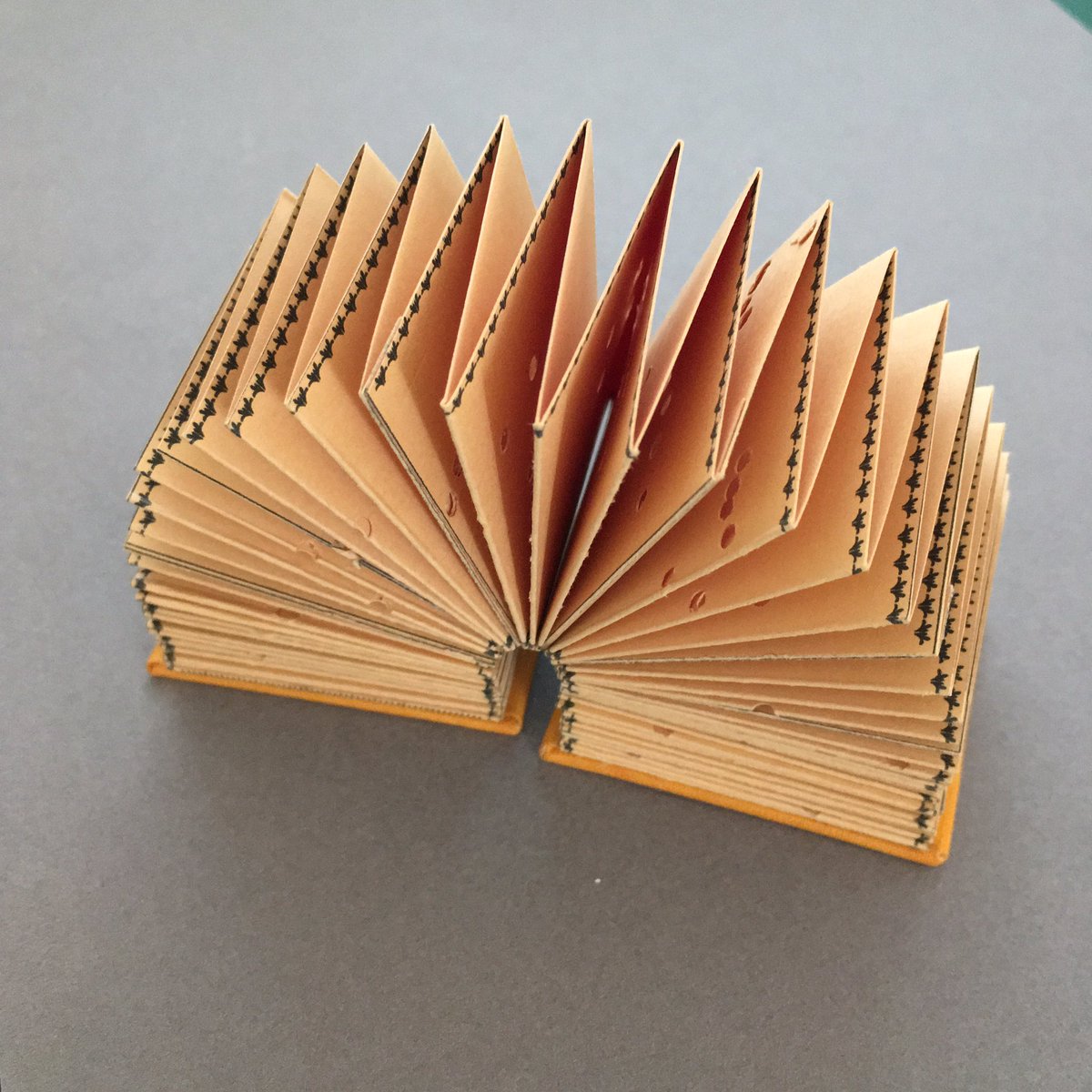 leeshearman's tweet image. My submission for International artists’ book exhibition ‘Love and Music’ is titled Гобеле́н (Tapestry). I punched six hundred and sixty-two 2mm holes into a 13 foot long paper strip, and accordion-folded it into a 120-page book...