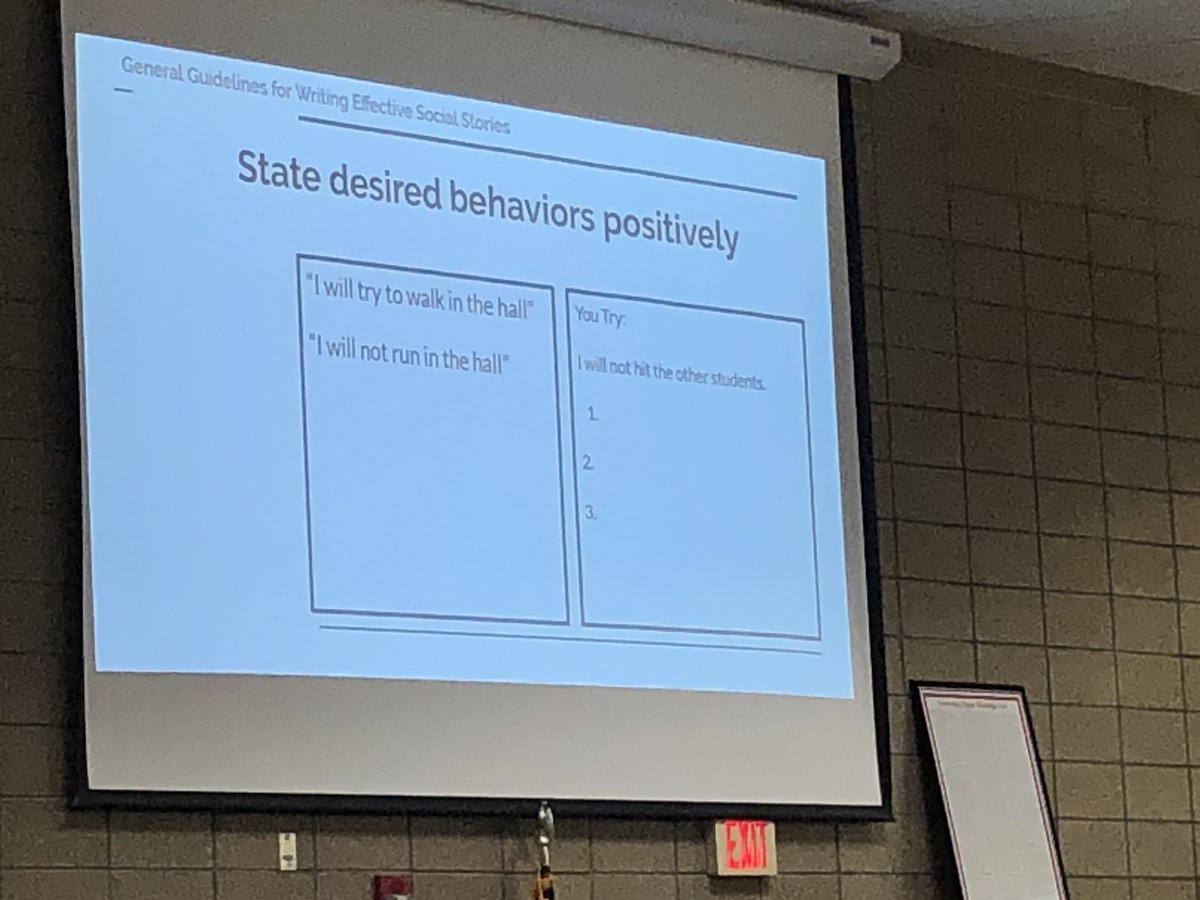EckhardtBecky's tweet photo. Renae, one of the SSC SLPs, teaching school counselors and special education team about social stories. #StatedPositively @SSCcardinalNews https://t.co/HtYXjZ2ig5