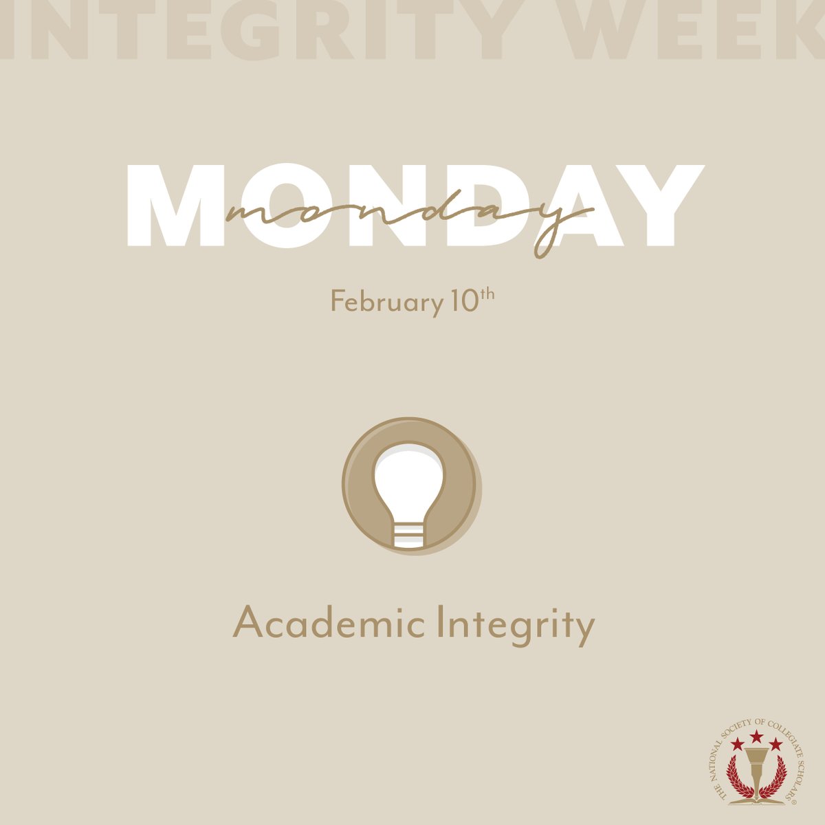 NorthwestNSCS's tweet photo. Hello members! It is INTEGRITY WEEK 2/10 - 2/14.
Academic integrity is the commitment to and demonstration of honest and moral behavior in an academic setting.
Happy Monday! https://t.co/cPdfoFIcWx