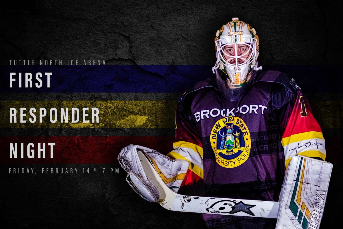 This Friday, Feb. 14th we will be hosting our annual First-Responders 🚓🚒🚑 night‼️

You can bid for these 🔥🔥jerseys here gobrockport.com/auction 

++ bring a new teddy 🧸 with the tags on to launch onto the ice after the first brockport goal!!

#FillTheNest | <a href="/BportAthletics/">Brockport Athletics</a>