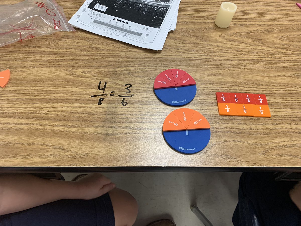 denisemaye3rd's tweet photo. Exploring, Comparing, and finding Equivalent Fractions!
#thatssomertz
#FractionFun
#collaboration 
@MDuBoseAdams @EicholdMertzMST https://t.co/lWdjnhwyq1