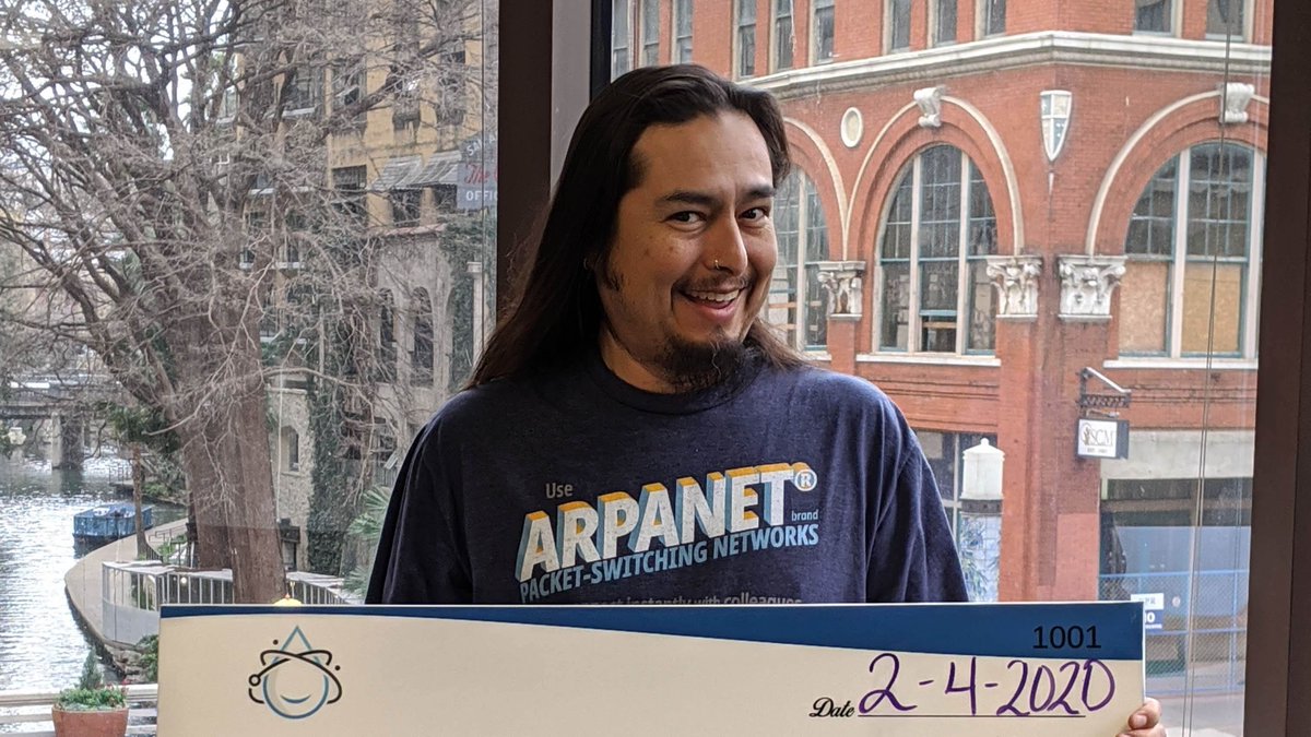 LiquidWeb's tweet photo. To know Antuan is to love him, and we're grateful to be entertained &amp; supported by him every day. As the Dewy Award winner, Antuan, received a small prize for himself &amp; some money to donate. His choice was the @safoodbank! #HelpfulHumans https://t.co/cGaBOYTmmQ