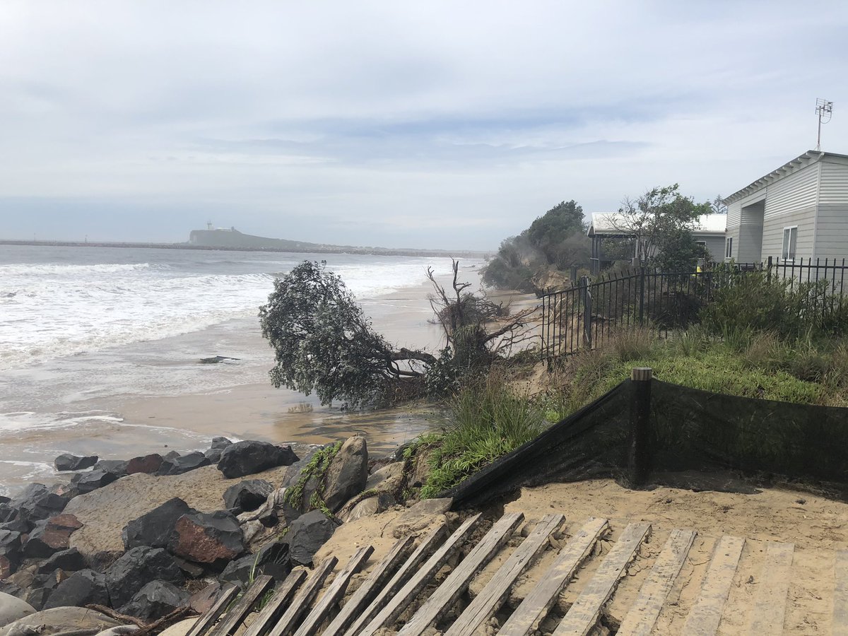 matt_kell01's tweet photo. A crane has been brought in to remove cabins from Stockton Caravan Park that are at imminent risk of being washed into the sea by severe erosion. #erosion #savestockton #newcastle https://t.co/ZxDJM1hYQF