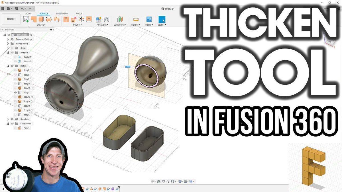 FusionTutorials's tweet image. In this video, learn to use the thicken tool in #Fusion360 to create solids from surfaces with no thickness!

thefusionessentials.com/using-the-thic…