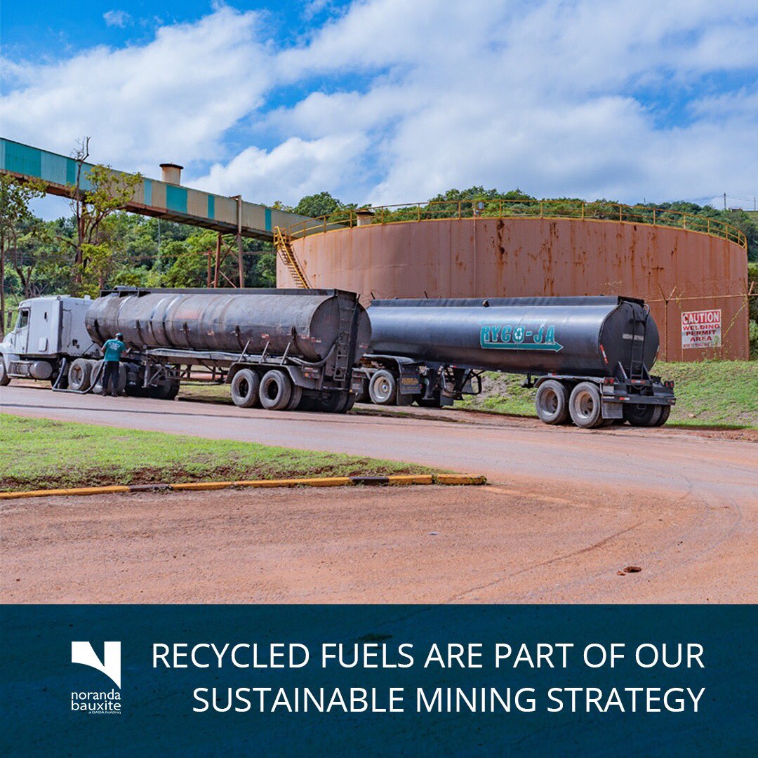NorandaBauxite's tweet photo. We recycle used oil from our mobile equipment as well as from others in Jamaica to fuel our bauxite drying process. https://t.co/WET1Cwvc3t