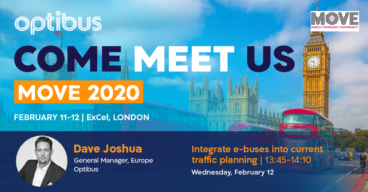 Optibus's tweet photo. If you're at #MOVE2020 in #London this week, don't miss out on the talk about #EV needs and #traffic planning. Just look for the tall guy named Dave on Wed. @1:45 p.m. #ElectricVehicles @MOVE_Event @ExCeLLondon @optidave365 https://t.co/D0MWl0zoTb