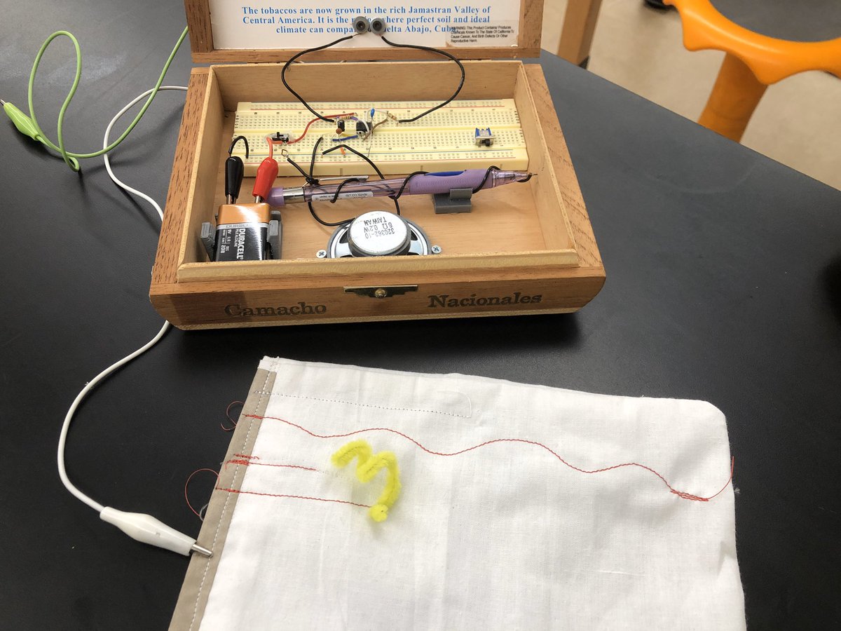 joshburker's tweet photo. #Sewing some soft circuits to play with the #Drawdio. https://t.co/WfOAZnVvfD
