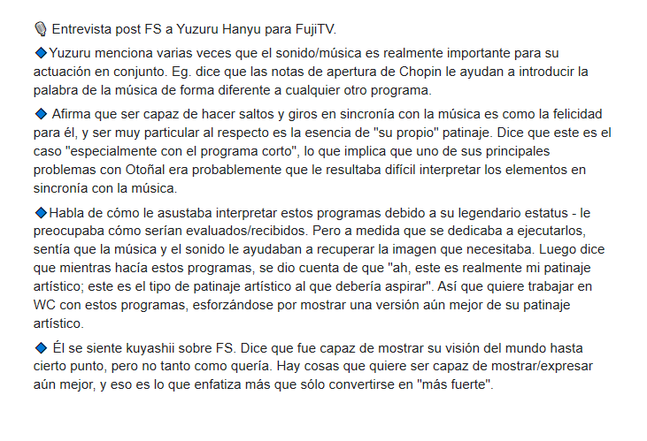 YuzuruLatino's tweet photo. 【#4CC20】
🎙 Entrevista post FS a Yuzuru Hanyu para FujiTV.
🔹 Afirma que ser capaz de hacer saltos y giros en sincronía con la música es como la felicidad para él...
#4ContsFigure
📽
https://t.co/uOj42cIwK6
Cr.: https://t.co/N3yWFGp9cn https://t.co/Cot39a3SBR